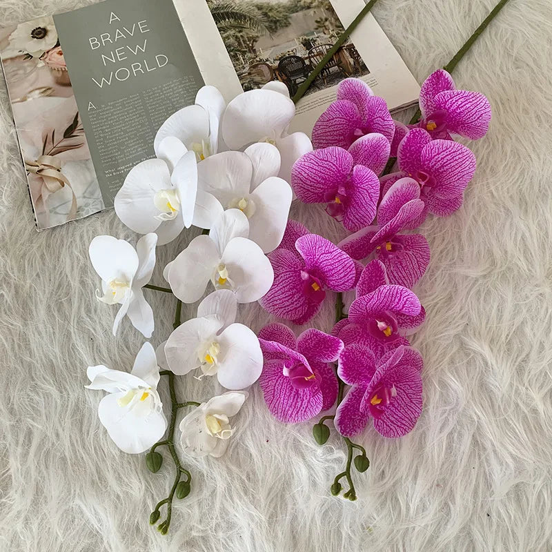 Realistic Textured Artificial Phalaenopsis Orchid Flowers; Perfect for Family, Wedding Decor, and DIY Ornaments.