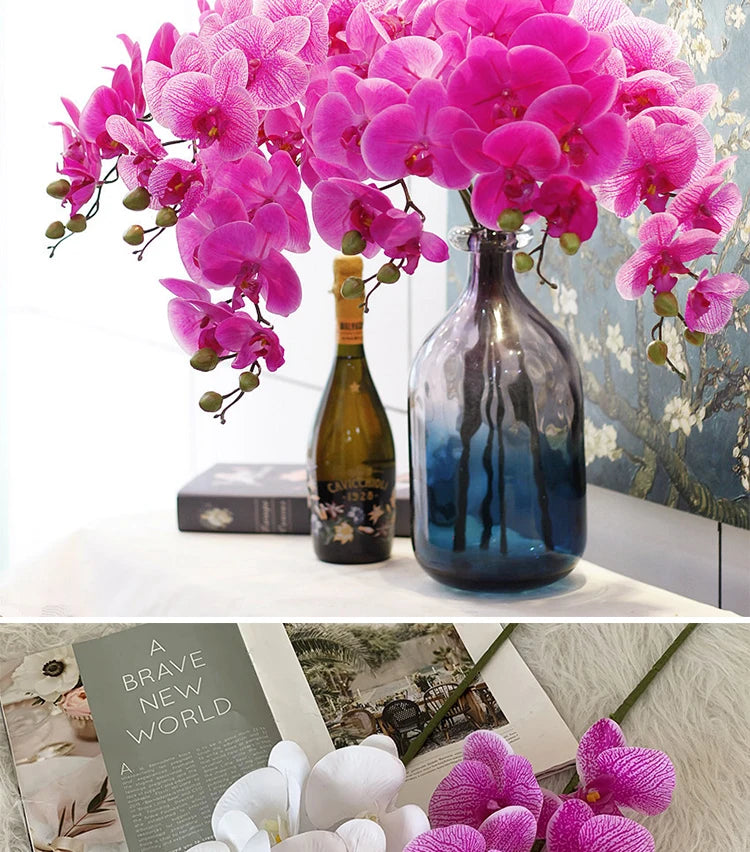 Realistic Textured Artificial Phalaenopsis Orchid Flowers; Perfect for Family, Wedding Decor, and DIY Ornaments.