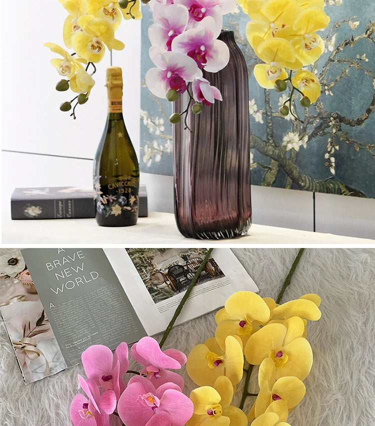 Realistic Textured Artificial Phalaenopsis Orchid Flowers; Perfect for Family, Wedding Decor, and DIY Ornaments.