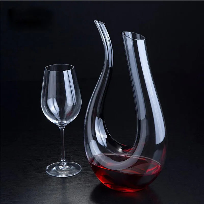 Crystal U-shaped Wine Decanter 1500ML Whiskey Decanter Carafe Set Luxury Handmade Red Wine Brandy Champagne Glass Bottle Party