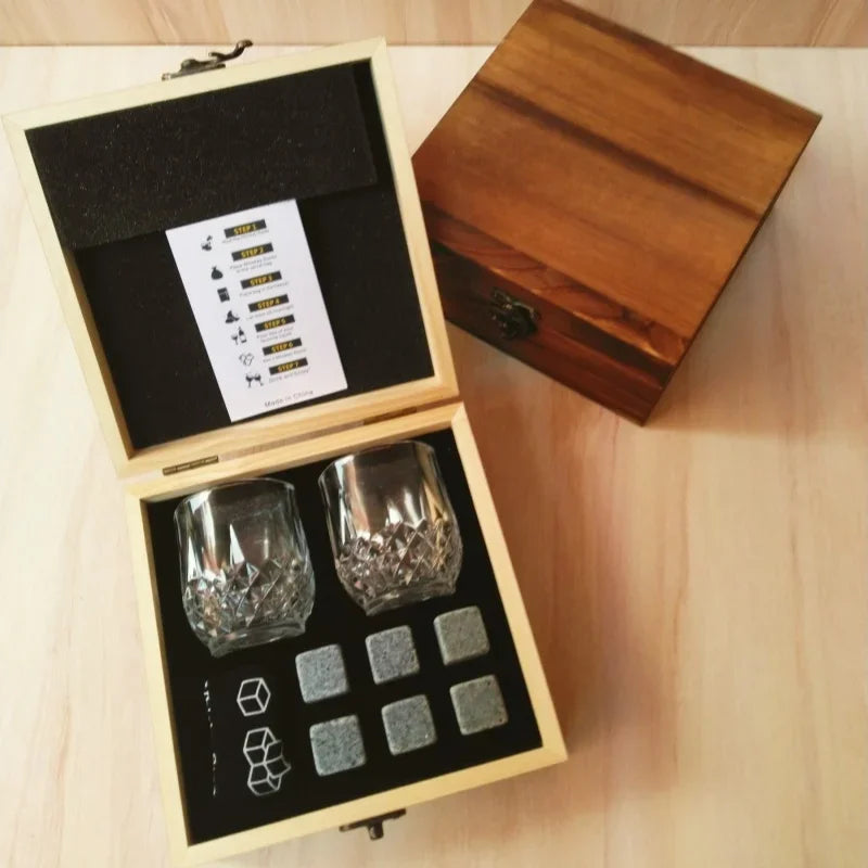 Whiskey Glass & Ice Stone Set