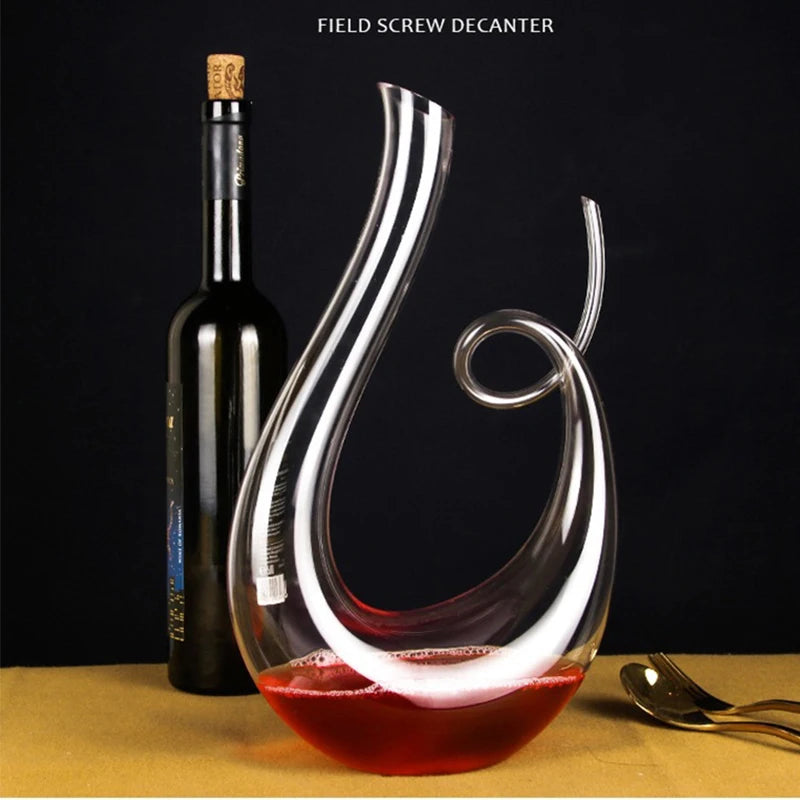 Crystal U-shaped Wine Decanter 1500ML Whiskey Decanter Carafe Set Luxury Handmade Red Wine Brandy Champagne Glass Bottle Party