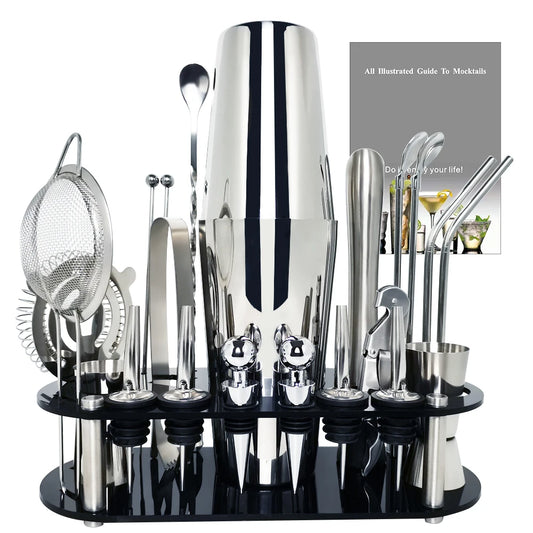 13-22 Piece Boston Cocktail Shaker Set – Professional Bartender Tool Kit with Holder (750ml & 600ml)