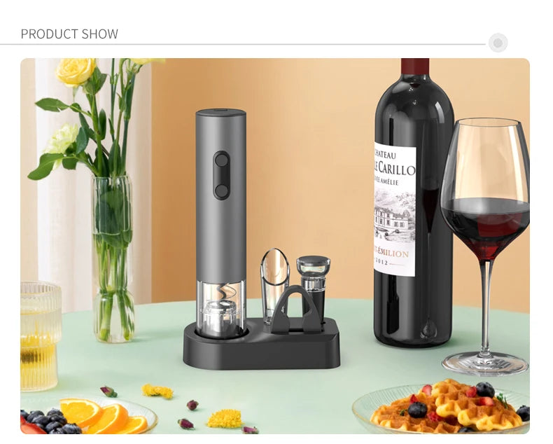 Electric Wine Opener Gift Set – Automatic Corkscrew with Foil Cutter & One-Click Operation