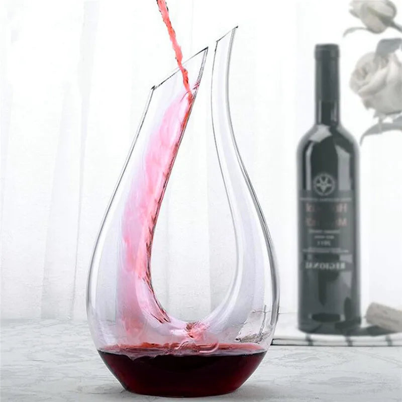 Crystal U-shaped Wine Decanter 1500ML Whiskey Decanter Carafe Set Luxury Handmade Red Wine Brandy Champagne Glass Bottle Party