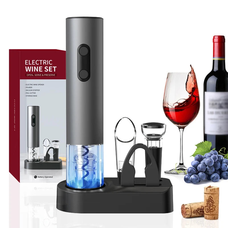 Electric Wine Opener Gift Set – Automatic Corkscrew with Foil Cutter & One-Click Operation