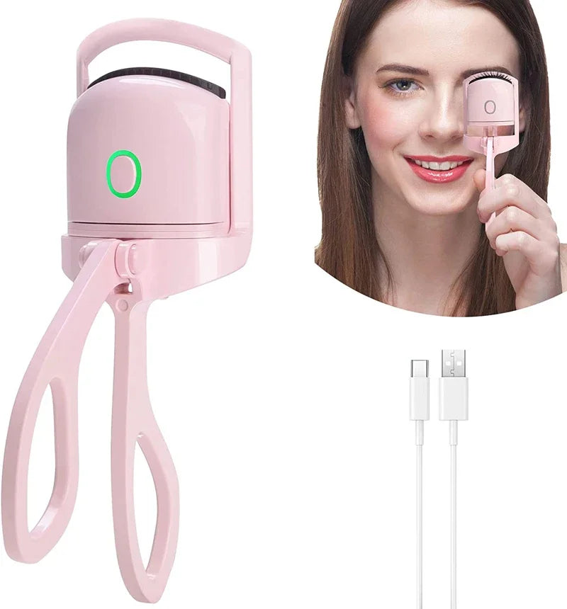 USB Rechargeable Heated Eyelash Curler – Quick Heating & Long-Lasting Curl with 2 Temperature Levels