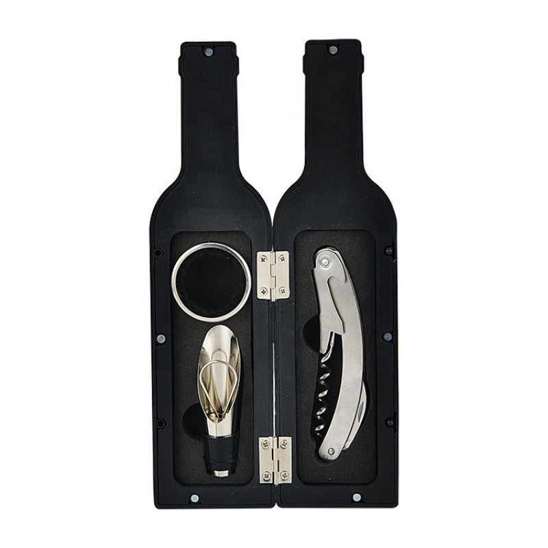 Multi-Function Wine Bottle Opener Set – Bar Accessories & Gift in Bottle-Shaped Holder