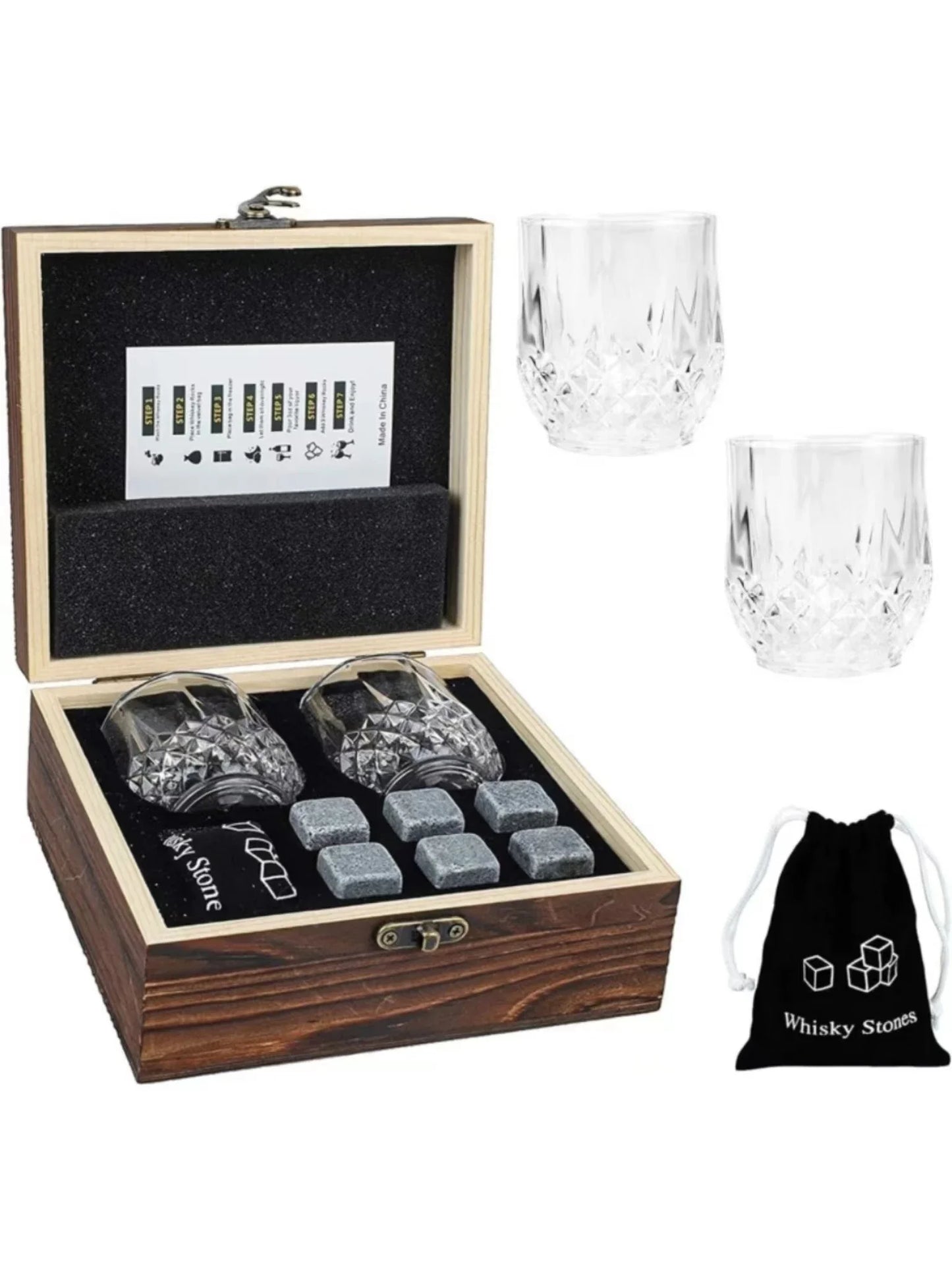 Whiskey Glass & Ice Stone Set