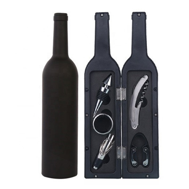 Multi-Function Wine Bottle Opener Set – Bar Accessories & Gift in Bottle-Shaped Holder