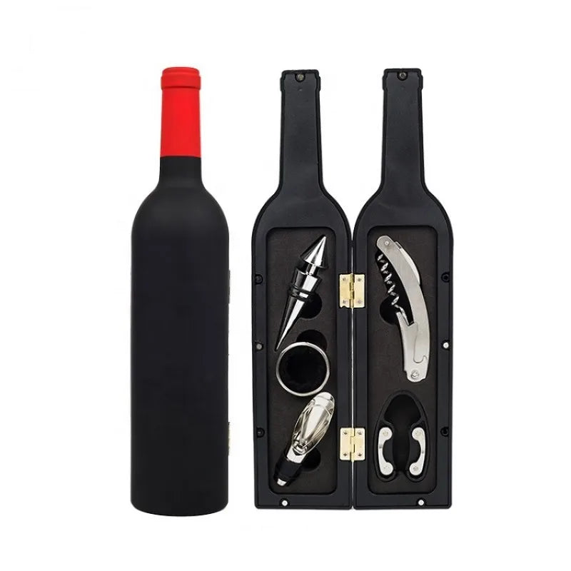 Multi-Function Wine Bottle Opener Set – Bar Accessories & Gift in Bottle-Shaped Holder