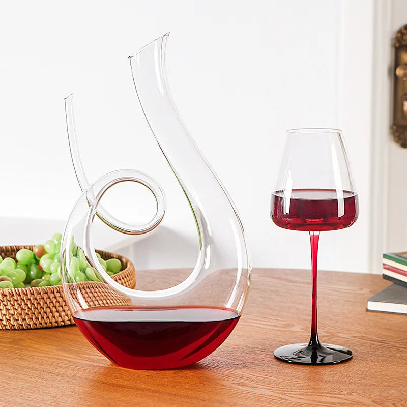 Crystal U-shaped Wine Decanter 1500ML Whiskey Decanter Carafe Set Luxury Handmade Red Wine Brandy Champagne Glass Bottle Party