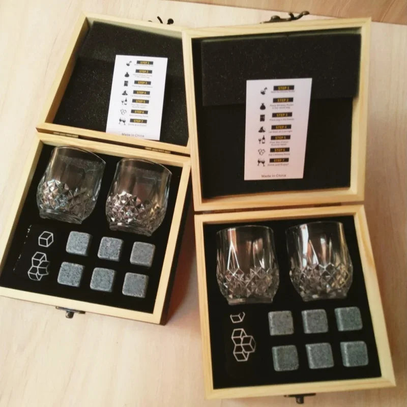 Whiskey Glass & Ice Stone Set