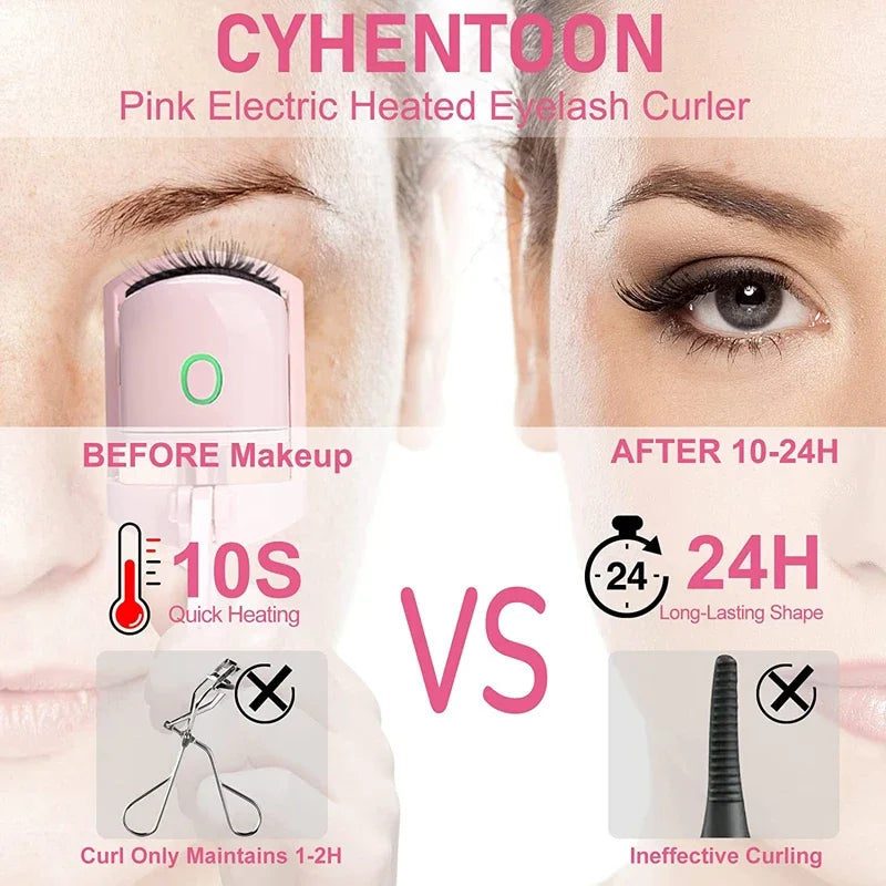 USB Rechargeable Heated Eyelash Curler – Quick Heating & Long-Lasting Curl with 2 Temperature Levels