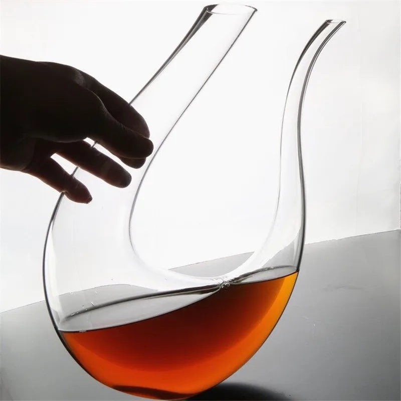 Crystal U-shaped Wine Decanter 1500ML Whiskey Decanter Carafe Set Luxury Handmade Red Wine Brandy Champagne Glass Bottle Party