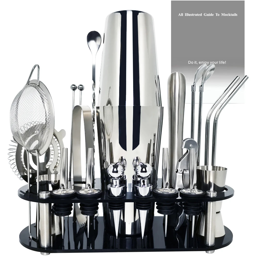 13-22 Piece Boston Cocktail Shaker Set – Professional Bartender Tool Kit with Holder (750ml & 600ml)