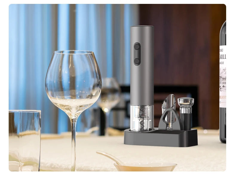 Electric Wine Opener Gift Set – Automatic Corkscrew with Foil Cutter & One-Click Operation