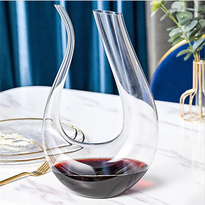 Crystal U-shaped Wine Decanter 1500ML Whiskey Decanter Carafe Set Luxury Handmade Red Wine Brandy Champagne Glass Bottle Party