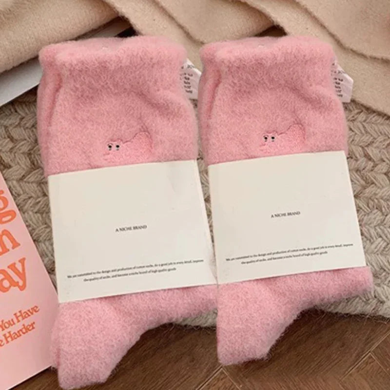 3 Pairs Premium Feel Cute Cat Cozy Mink Velvet Socks