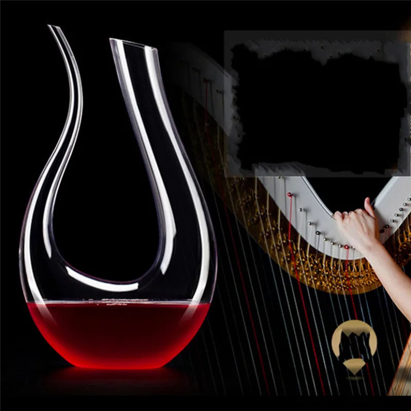 Crystal U-shaped Wine Decanter 1500ML Whiskey Decanter Carafe Set Luxury Handmade Red Wine Brandy Champagne Glass Bottle Party