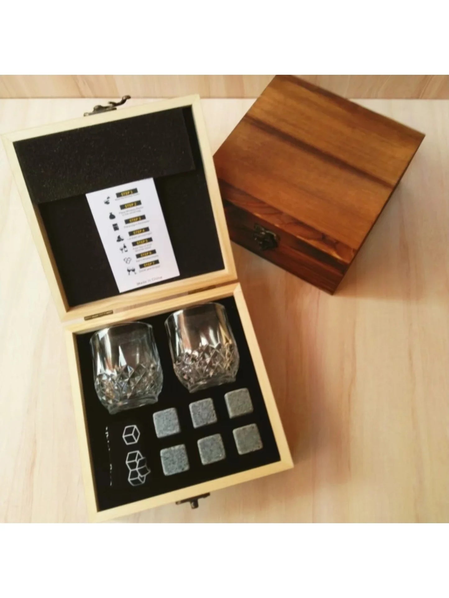 Whiskey Glass & Ice Stone Set