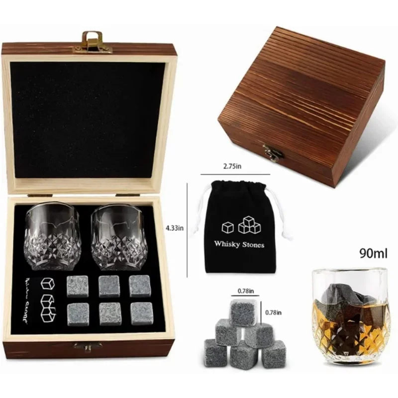 Whiskey Glass & Ice Stone Set