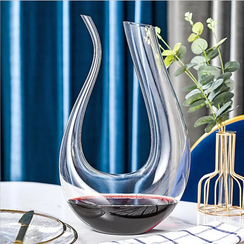 Crystal U-shaped Wine Decanter 1500ML Whiskey Decanter Carafe Set Luxury Handmade Red Wine Brandy Champagne Glass Bottle Party