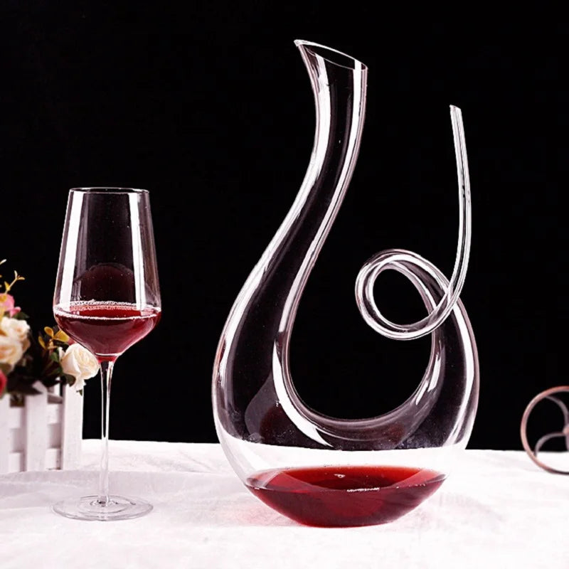 Crystal U-shaped Wine Decanter 1500ML Whiskey Decanter Carafe Set Luxury Handmade Red Wine Brandy Champagne Glass Bottle Party