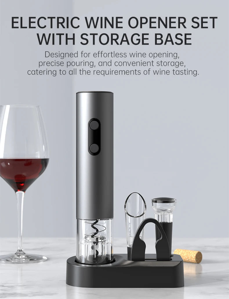 Electric Wine Opener Gift Set – Automatic Corkscrew with Foil Cutter & One-Click Operation