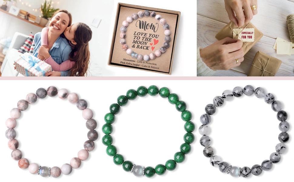 Gifts for Mom Birthday Gifts from Daughter Son Moonstone Bracelet Women Christmas Mothers Day Gifts Great Presents Best Mama