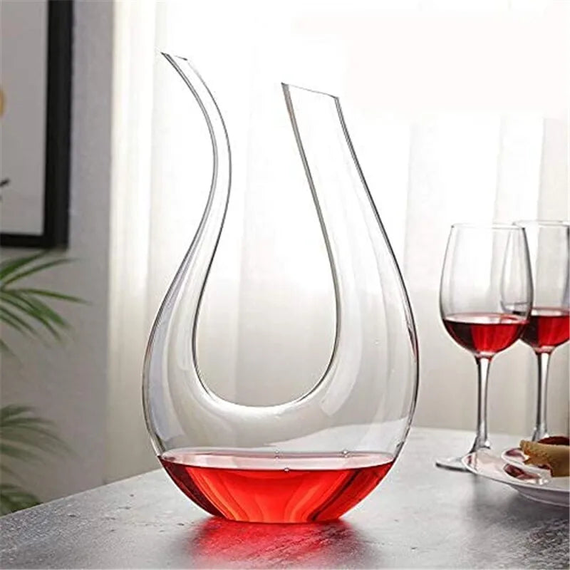 Crystal U-shaped Wine Decanter 1500ML Whiskey Decanter Carafe Set Luxury Handmade Red Wine Brandy Champagne Glass Bottle Party