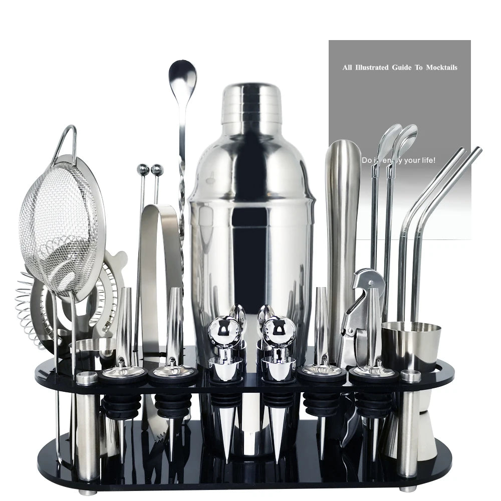 13-22 Piece Boston Cocktail Shaker Set – Professional Bartender Tool Kit with Holder (750ml & 600ml)