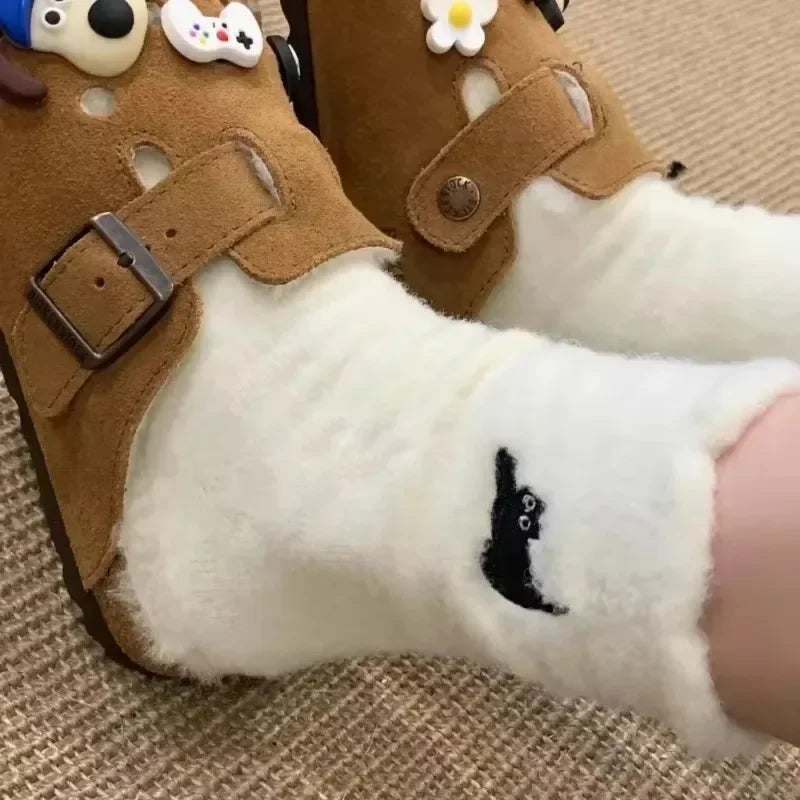 3 Pairs Premium Feel Cute Cat Cozy Mink Velvet Socks