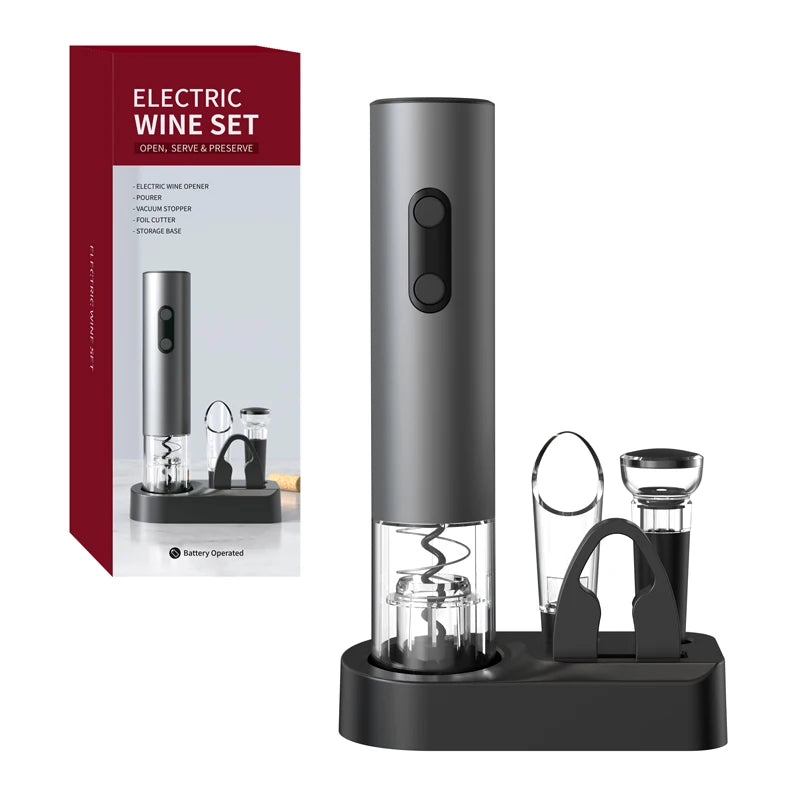 Electric Wine Opener Gift Set – Automatic Corkscrew with Foil Cutter & One-Click Operation