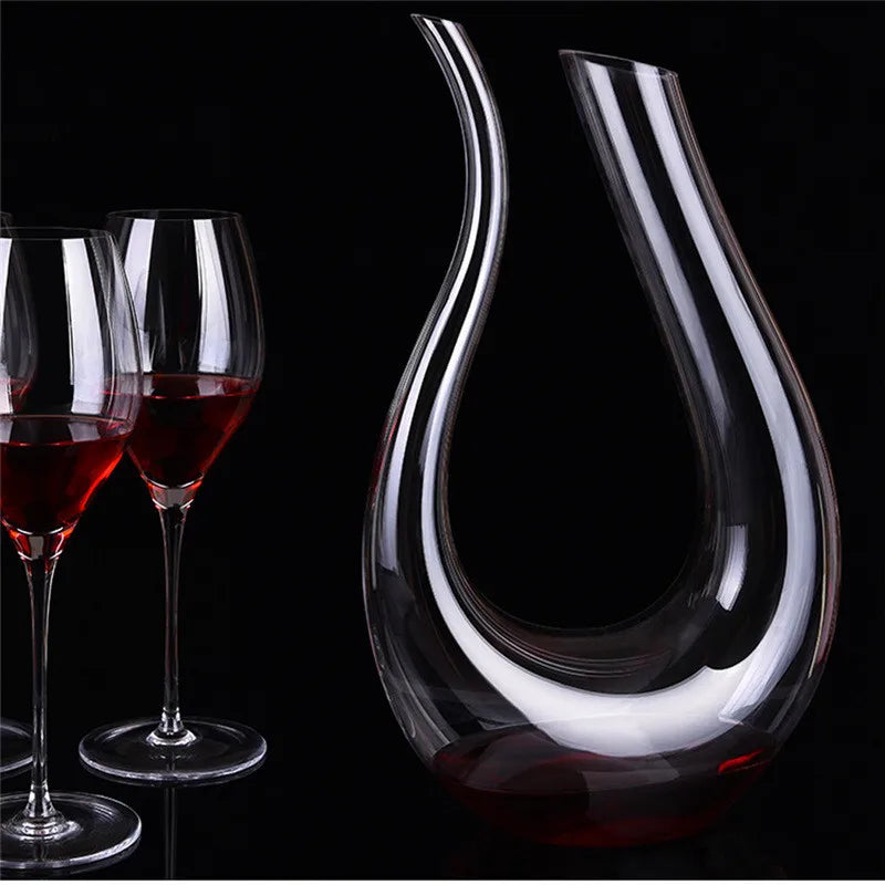 Crystal U-shaped Wine Decanter 1500ML Whiskey Decanter Carafe Set Luxury Handmade Red Wine Brandy Champagne Glass Bottle Party